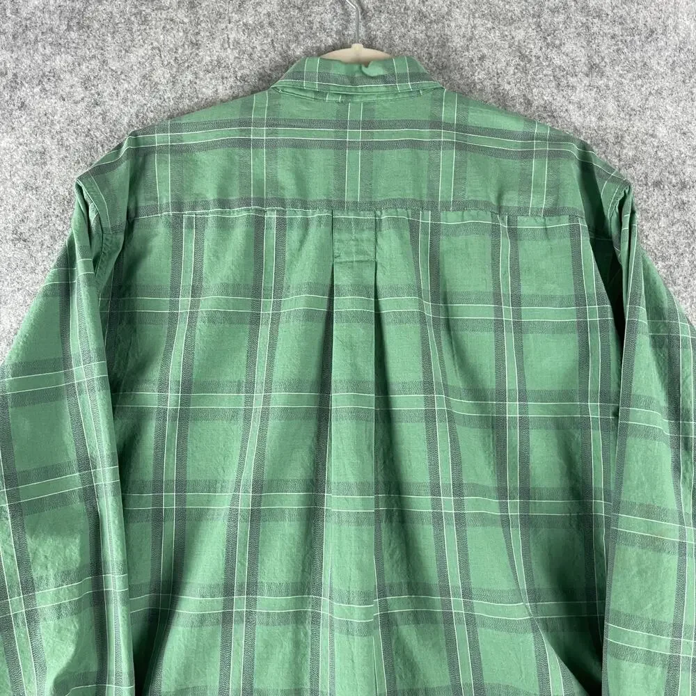 Vintage‎ Levis Silver Label Shirt Mens Medium Green Plaid Long Sleeve Pockets